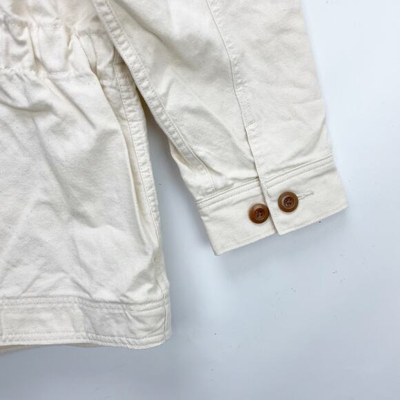 Everlane Womens Cinchable Chore Jacket Small Cream Bone Cotton Canvas Button NWT - Picture 8 of 10